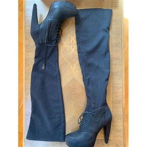 Elizabeth & James "E-Blend" Gray Leather Boots Size 8 NWT